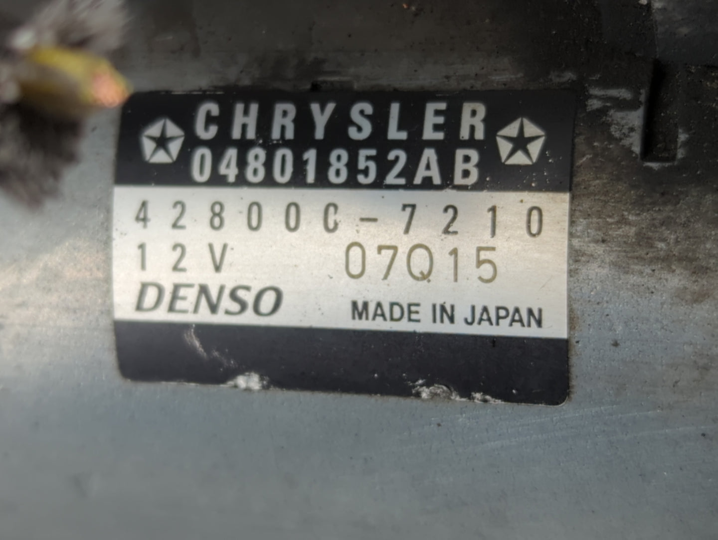 2011-2016 Dodge Charger Car Starter Motor Solenoid OEM P/N:42800C-7210 Fits Fits 2011 2012 2013 2014 2015 2016 OEM Used Auto Parts - Oemusedautoparts1.com