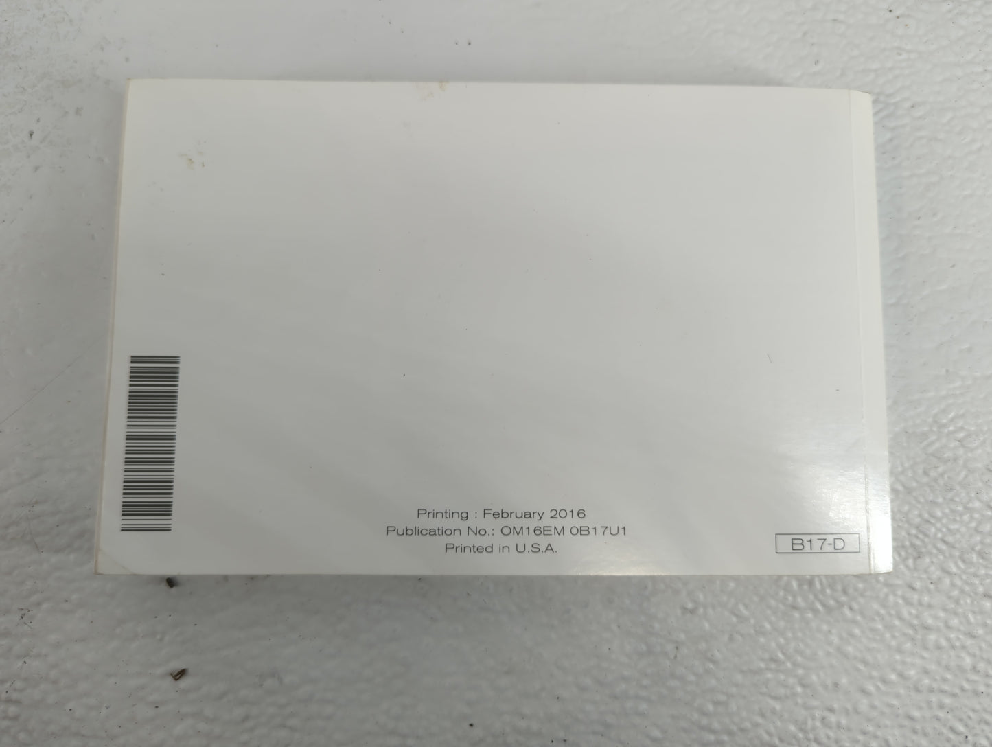 2016 Nissan Sentra Owners Manual Book Guide P/N:OM16EM 0B17U1 OEM Used Auto Parts - Oemusedautoparts1.com