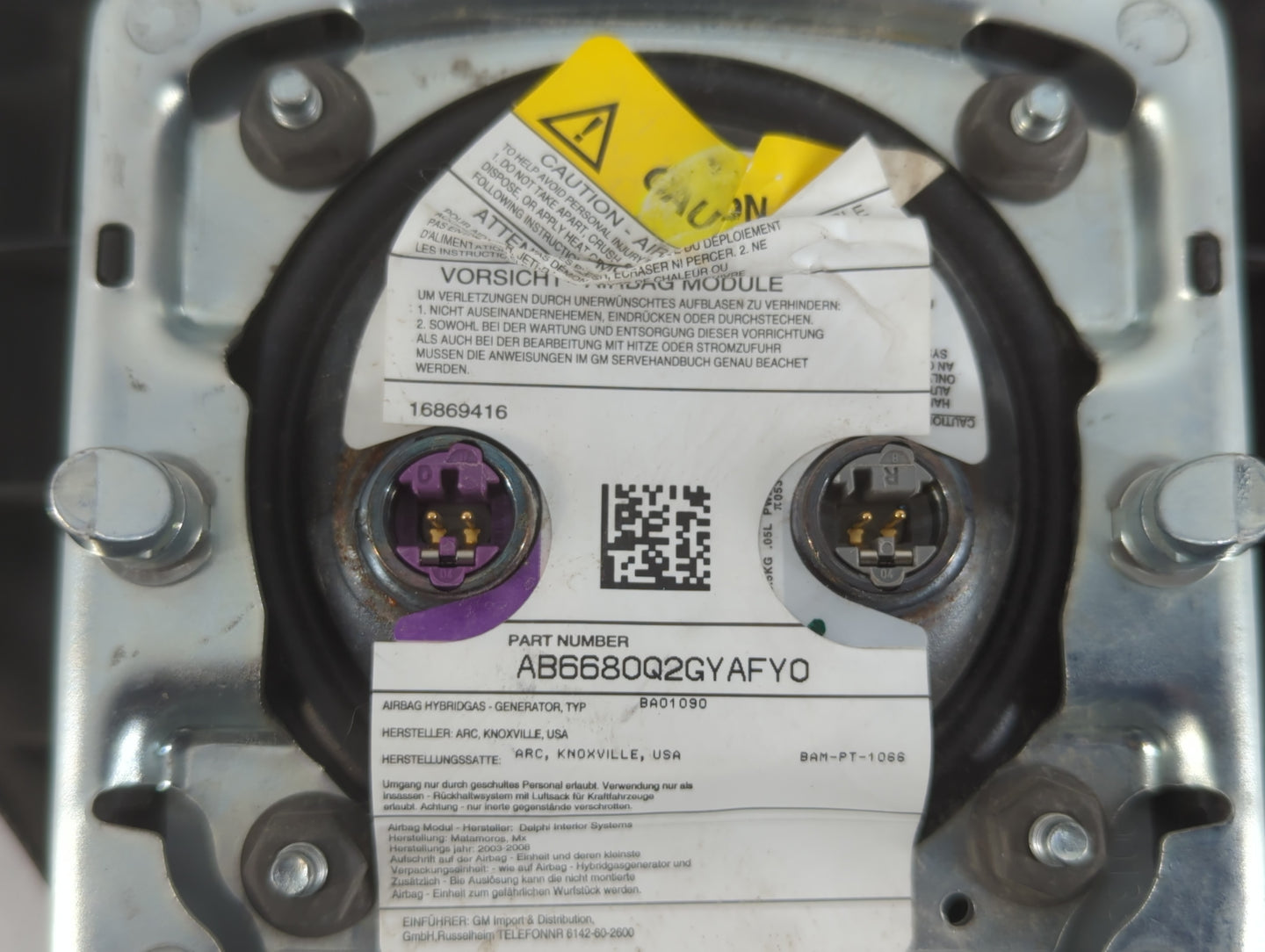 2007-2009 Saturn Aura Air Bag Driver Left Steering Wheel Mounted P/N:AB6680Q2GYAFY0 Fits Fits 2007 2008 2009 OEM Used Auto Parts - Oemusedautoparts1.com