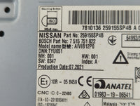 2022 Nissan Leaf Radio AM FM Cd Player Receiver Replacement P/N:259155SP4B 7 515 751 822 Fits OEM Used Auto Parts - Oemusedautoparts1.com