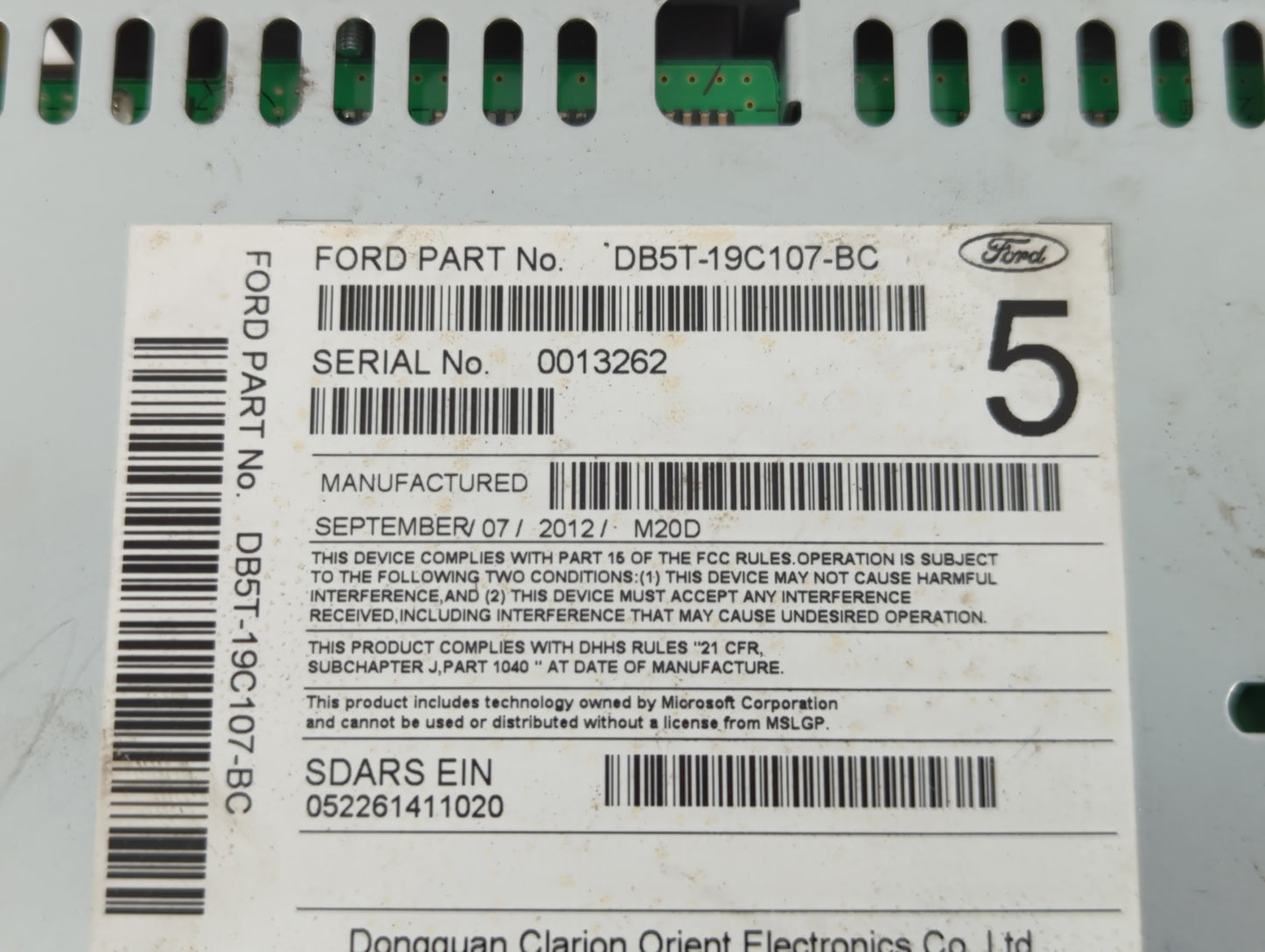 2013 Ford Explorer Radio AM FM Cd Player Receiver Replacement P/N:DB5T-19C107-BC Fits OEM Used Auto Parts - Oemusedautoparts1.com