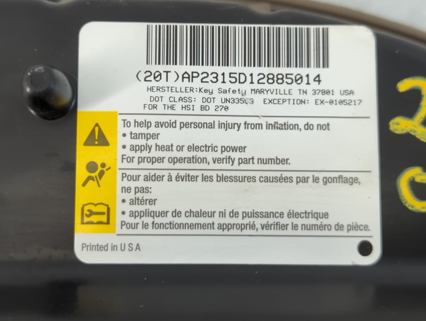 2008-2009 Saturn Aura Air Bag Passenger Right Dashboard OEM P/N:AP2315D12885014 Fits Fits 2008 2009 OEM Used Auto Parts - Oemusedautoparts1.com