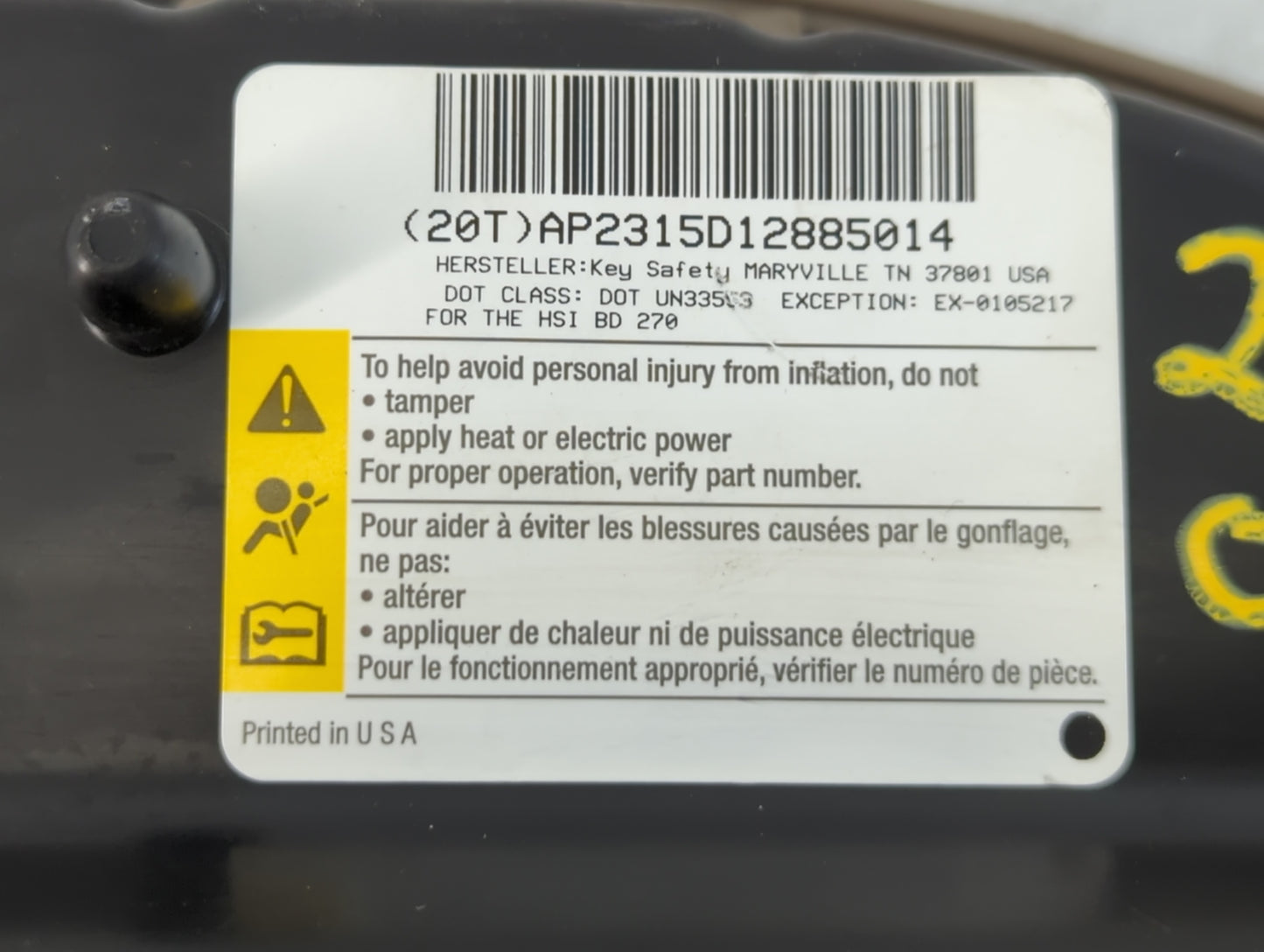 2008-2009 Saturn Aura Air Bag Passenger Right Dashboard OEM P/N:AP2315D12885014 Fits Fits 2008 2009 OEM Used Auto Parts - Oemusedautoparts1.com