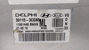 2014-2016 Kia Cadenza PCM Engine Control Computer ECU ECM PCU OEM P/N:39110-3CGN5 Fits Fits 2014 2015 2016 OEM Used Auto Parts - Oemusedautoparts1.com