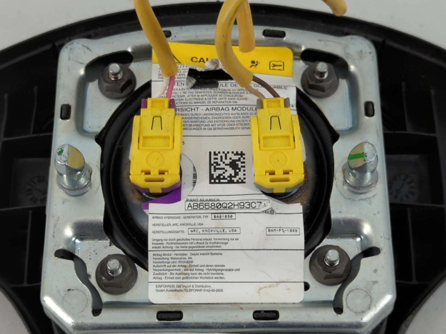 2007-2009 Saturn Aura Air Bag Driver Left Steering Wheel Mounted P/N:AB6680Q2H93C7 Fits Fits 2007 2008 2009 OEM Used Auto Parts - Oemusedautoparts1.com