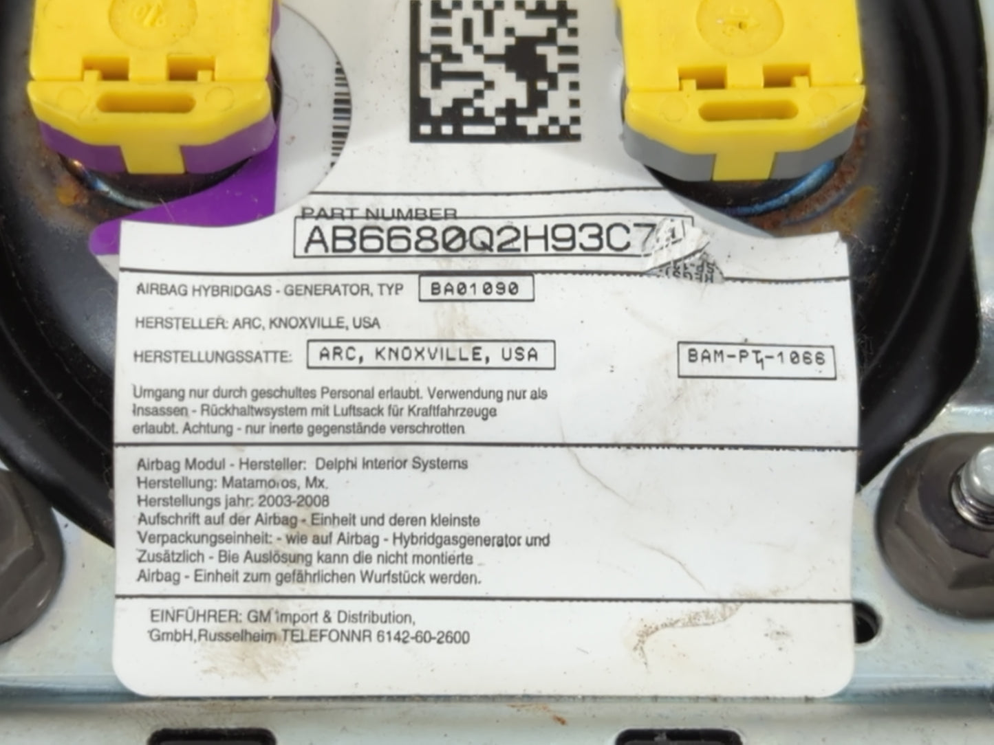 2007-2009 Saturn Aura Air Bag Driver Left Steering Wheel Mounted P/N:AB6680Q2H93C7 Fits Fits 2007 2008 2009 OEM Used Auto Parts - Oemusedautoparts1.com