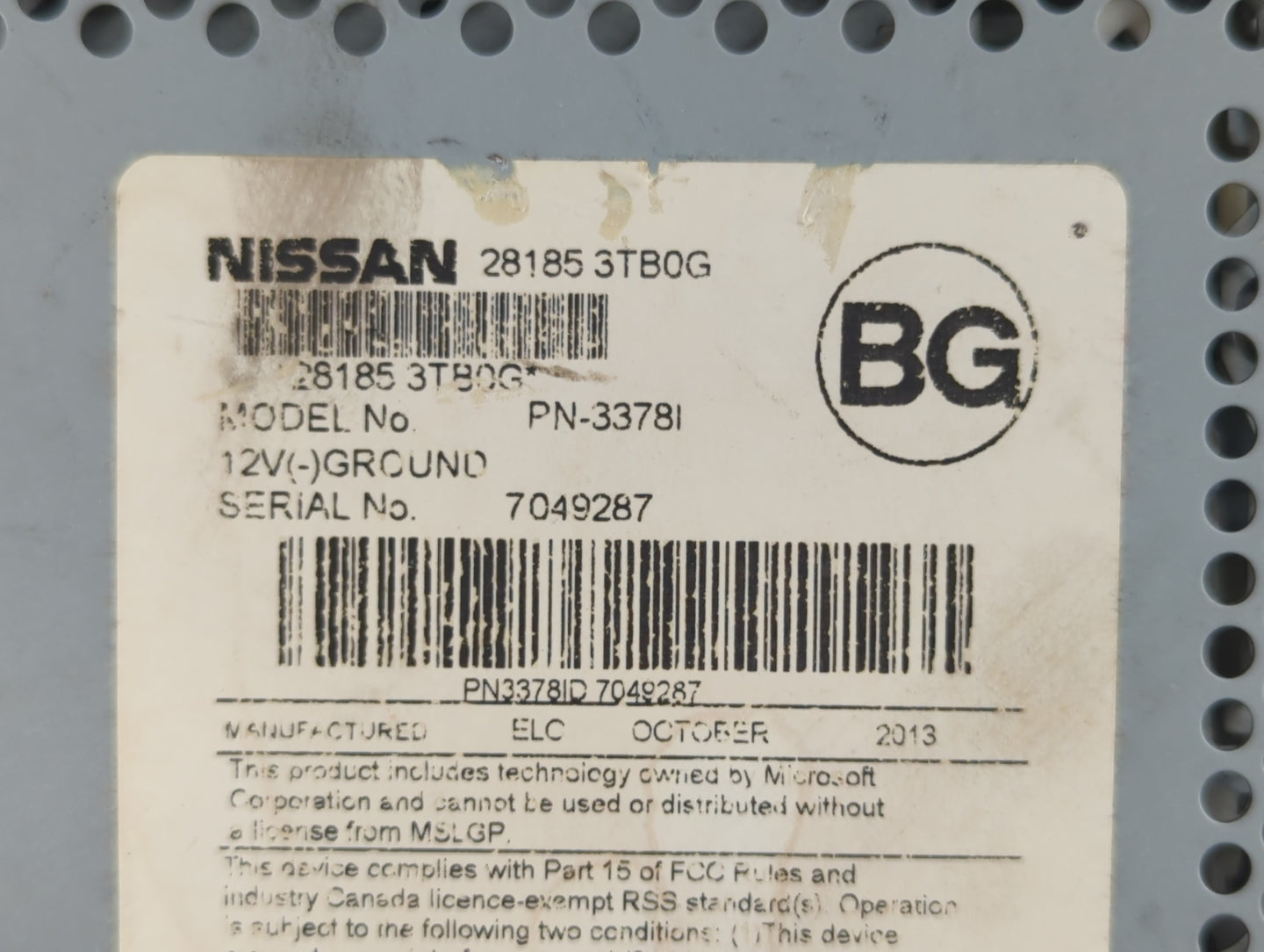 2013-2015 Nissan Altima Radio AM FM Cd Player Receiver Replacement P/N:28185 3TB0G Fits Fits 2013 2014 2015 OEM Used Auto Parts - Oemusedautoparts1.com