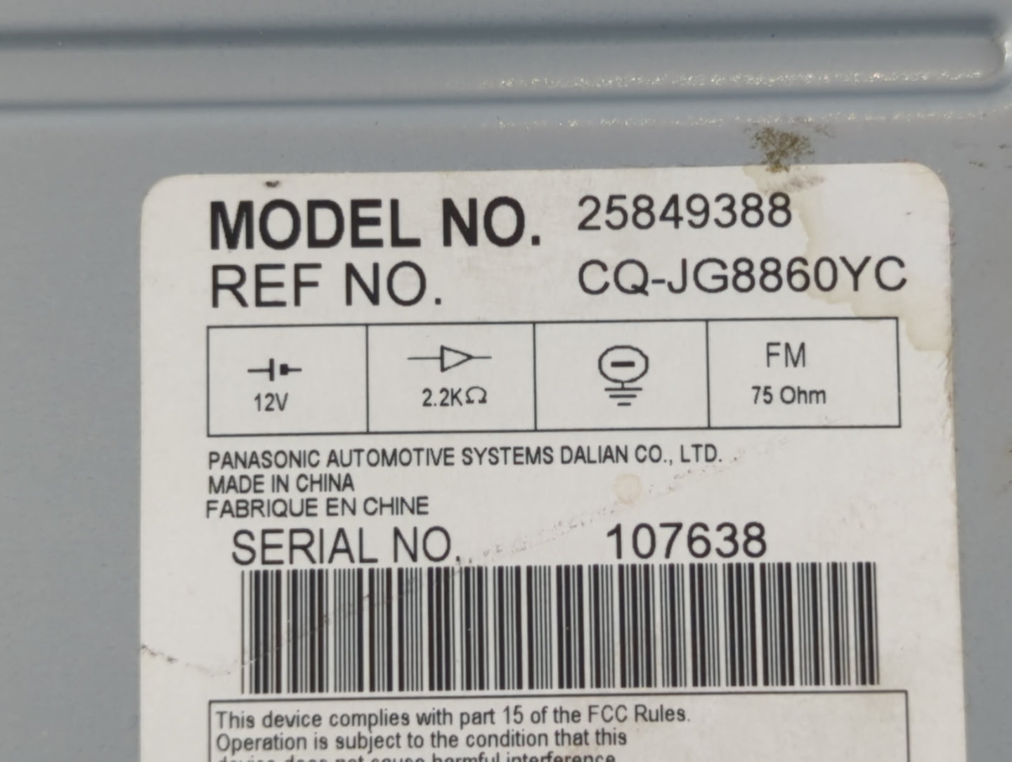 2007-2009 Cadillac Dts Radio AM FM Cd Player Receiver Replacement P/N:25849388 Fits Fits 2007 2008 2009 OEM Used Auto Parts - Oemusedautoparts1.com