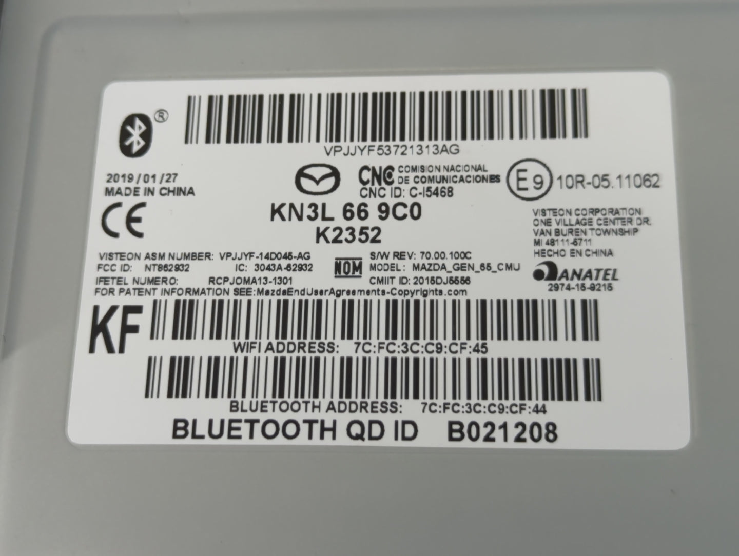 2019 Mazda Cx-5 Radio AM FM Cd Player Receiver Replacement P/N:KN3L 66 9C0 Fits OEM Used Auto Parts - Oemusedautoparts1.com