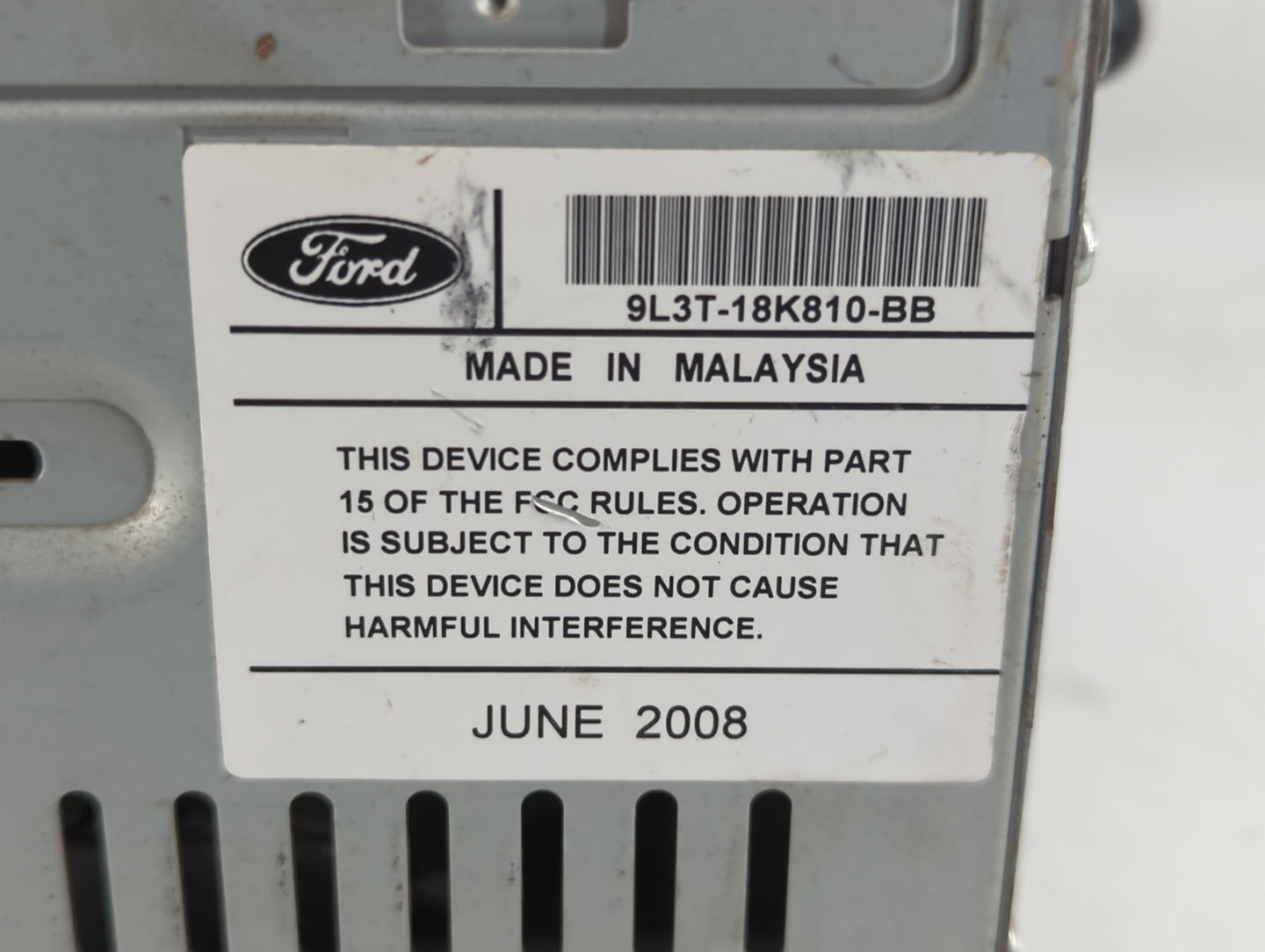 2009-2010 Ford F-150 Radio AM FM Cd Player Receiver Replacement P/N:9L3T-18K810-BB A12169455 Fits Fits 2009 2010 OEM Used Auto Parts - Oemusedautoparts1.com
