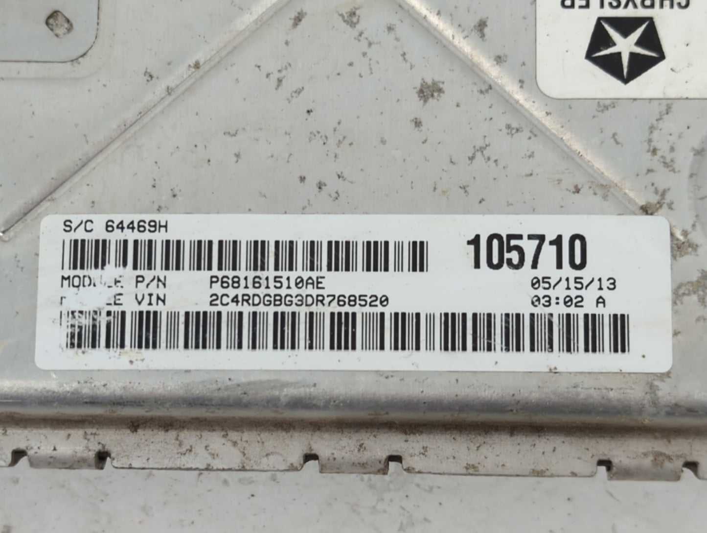 2013 Dodge Caravan PCM Engine Control Computer ECU ECM PCU OEM P/N:P68161510AE P05150724AC Fits OEM Used Auto Parts - Oemusedautoparts1.com