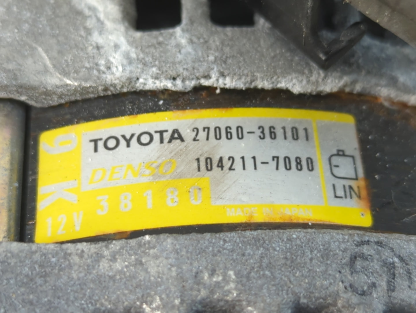 2018-2021 Lexus Nx300 Alternator Replacement Generator Charging Assembly Engine OEM P/N:27060-36101 Fits OEM Used Auto Parts - Oemusedautoparts1.com