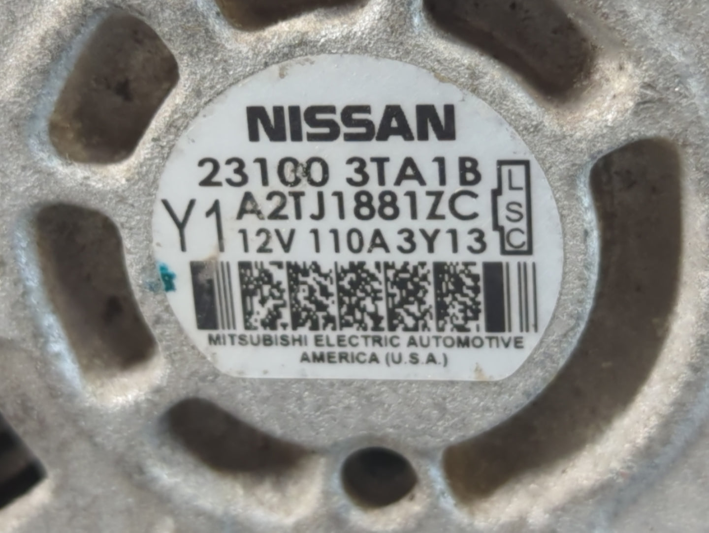 2013-2017 Nissan Altima Alternator Replacement Generator Charging Assembly Engine OEM P/N:231U0 3TA1B Fits OEM Used Auto Parts - Oemusedautoparts1.com