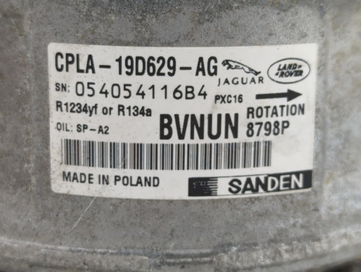 2016 Land Rover Range Rover Sport Air Conditioning A/c Ac Compressor Oem - Oemusedautoparts1.com