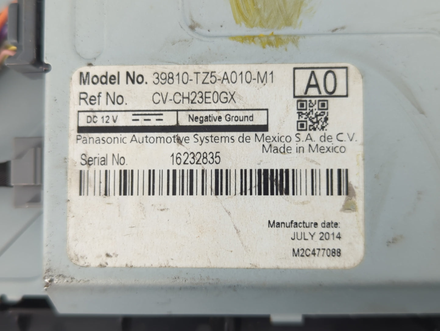 2015 Acura Mdx Radio AM FM Cd Player Receiver Replacement P/N:39810-TZ5-A010-M1 Fits OEM Used Auto Parts - Oemusedautoparts1.com