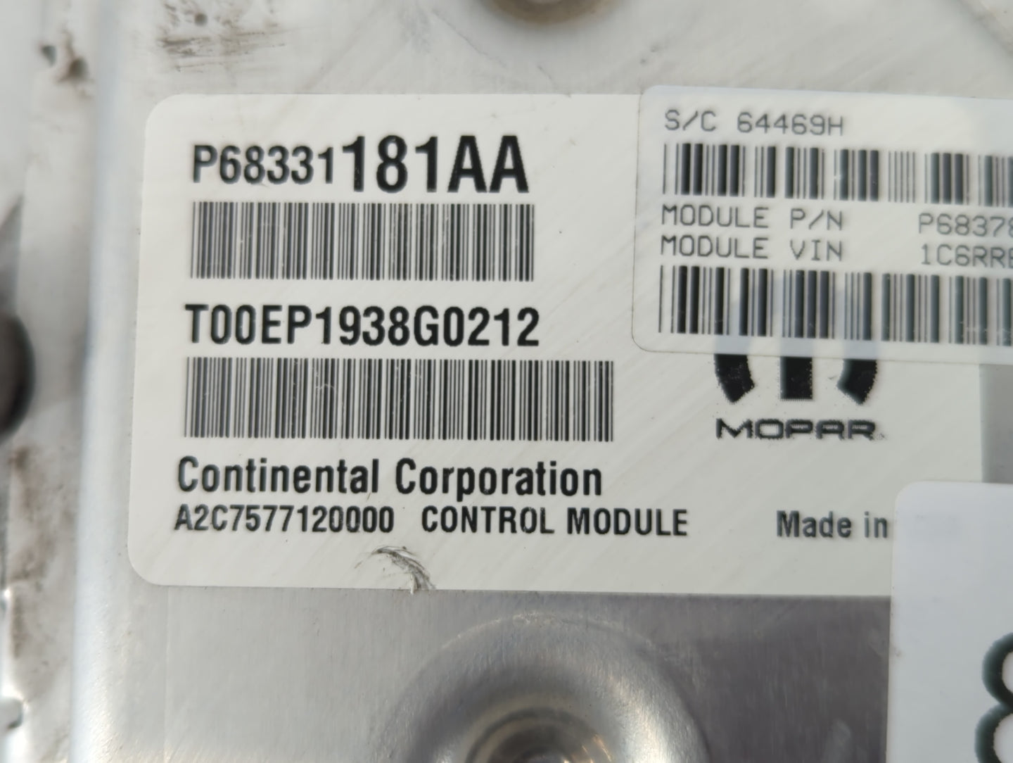 2019 Dodge Ram 1500 PCM Engine Control Computer ECU ECM PCU OEM P/N:P68331181AA Fits OEM Used Auto Parts - Oemusedautoparts1.com