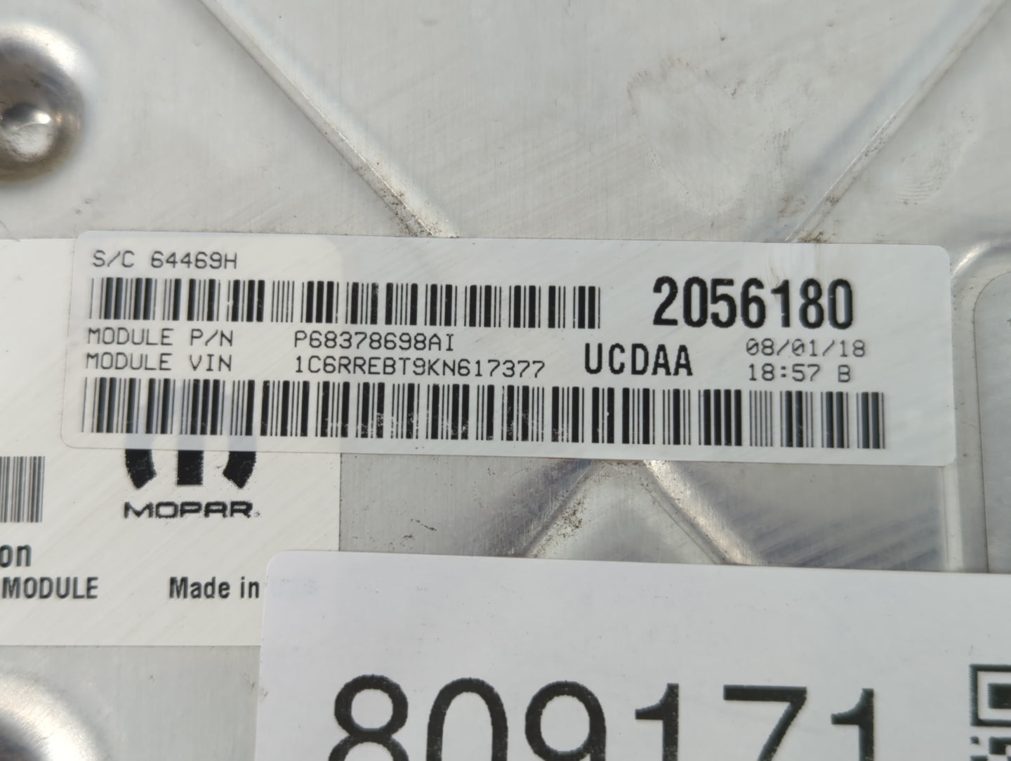 2019 Dodge Ram 1500 PCM Engine Control Computer ECU ECM PCU OEM P/N:P68331181AA Fits OEM Used Auto Parts - Oemusedautoparts1.com