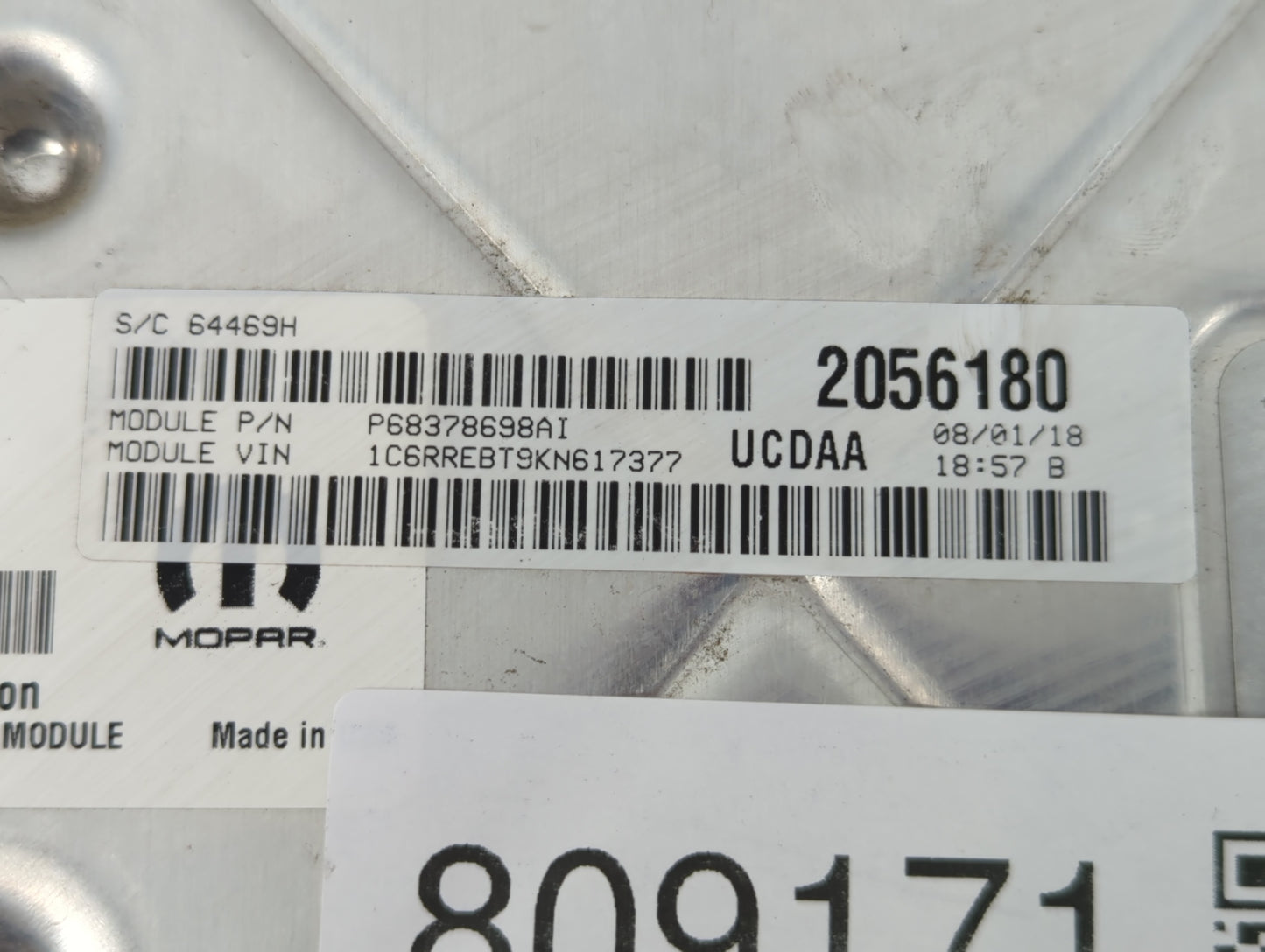 2019 Dodge Ram 1500 PCM Engine Control Computer ECU ECM PCU OEM P/N:P68331181AA Fits OEM Used Auto Parts - Oemusedautoparts1.com
