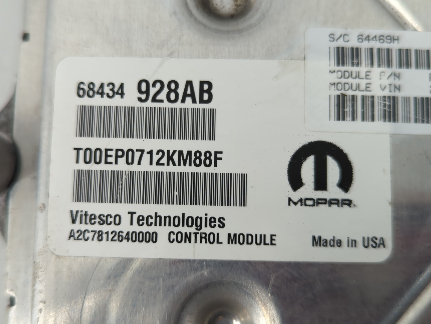 2020-2022 Chrysler Pacifica PCM Engine Control Computer ECU ECM PCU OEM P/N:68434928AB Fits Fits 2020 2021 2022 OEM Used Auto Parts - Oemusedautoparts1.com