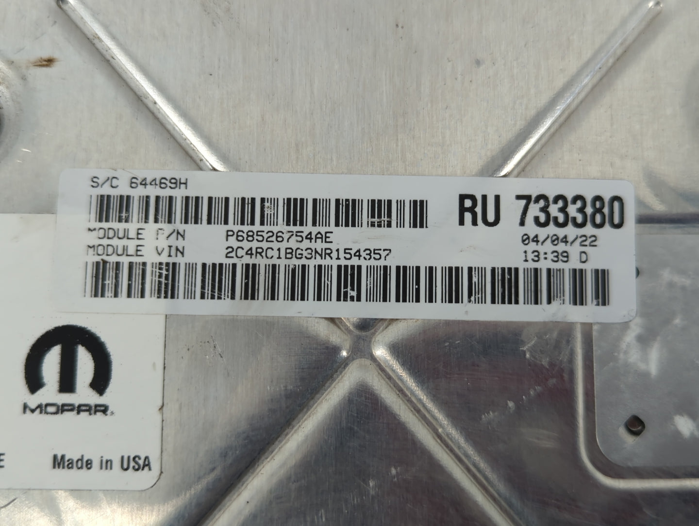 2020-2022 Chrysler Pacifica PCM Engine Control Computer ECU ECM PCU OEM P/N:68434928AB Fits Fits 2020 2021 2022 OEM Used Auto Parts - Oemusedautoparts1.com