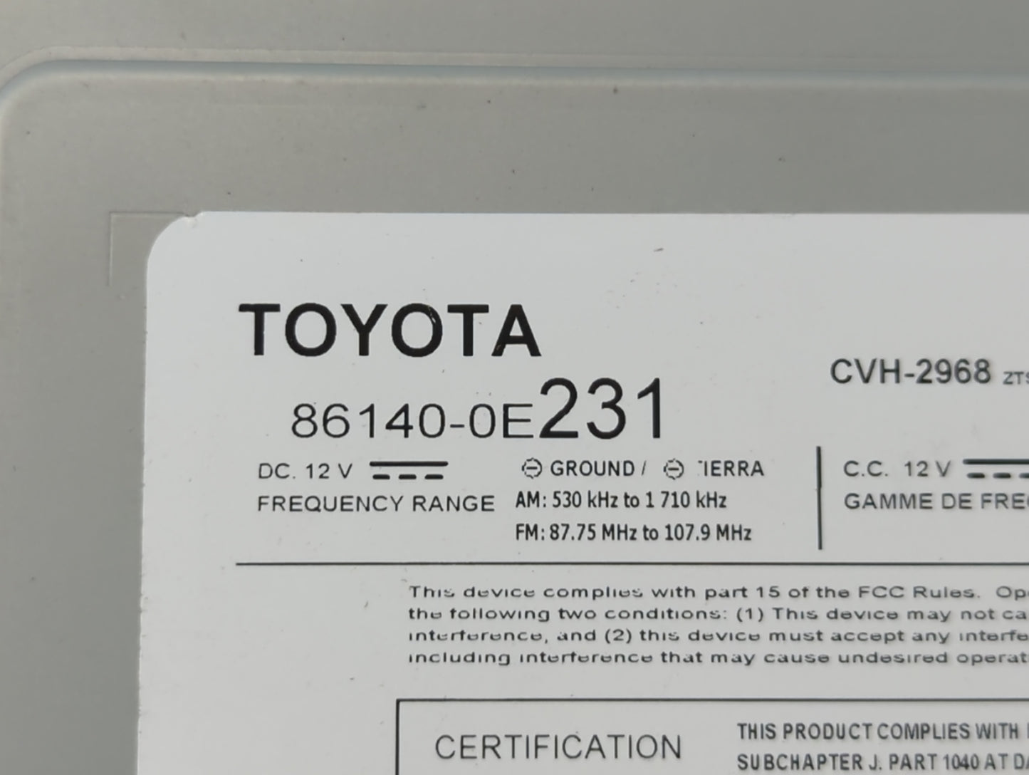 2018-2019 Toyota Highlander Radio AM FM Cd Player Receiver Replacement P/N:86140-0E231 Fits Fits 2018 2019 OEM Used Auto Parts - Oemusedautoparts1.com