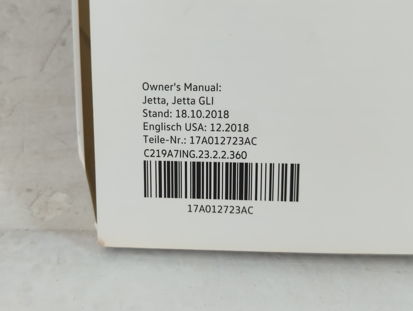 2019 Volkswagen Jetta Owners Manual Book Guide P/N:C219A7ING OEM Used Auto Parts - Oemusedautoparts1.com