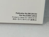 2020 Toyota Corolla Owners Manual Book Guide P/N:01999-12N10 OEM Used Auto Parts - Oemusedautoparts1.com