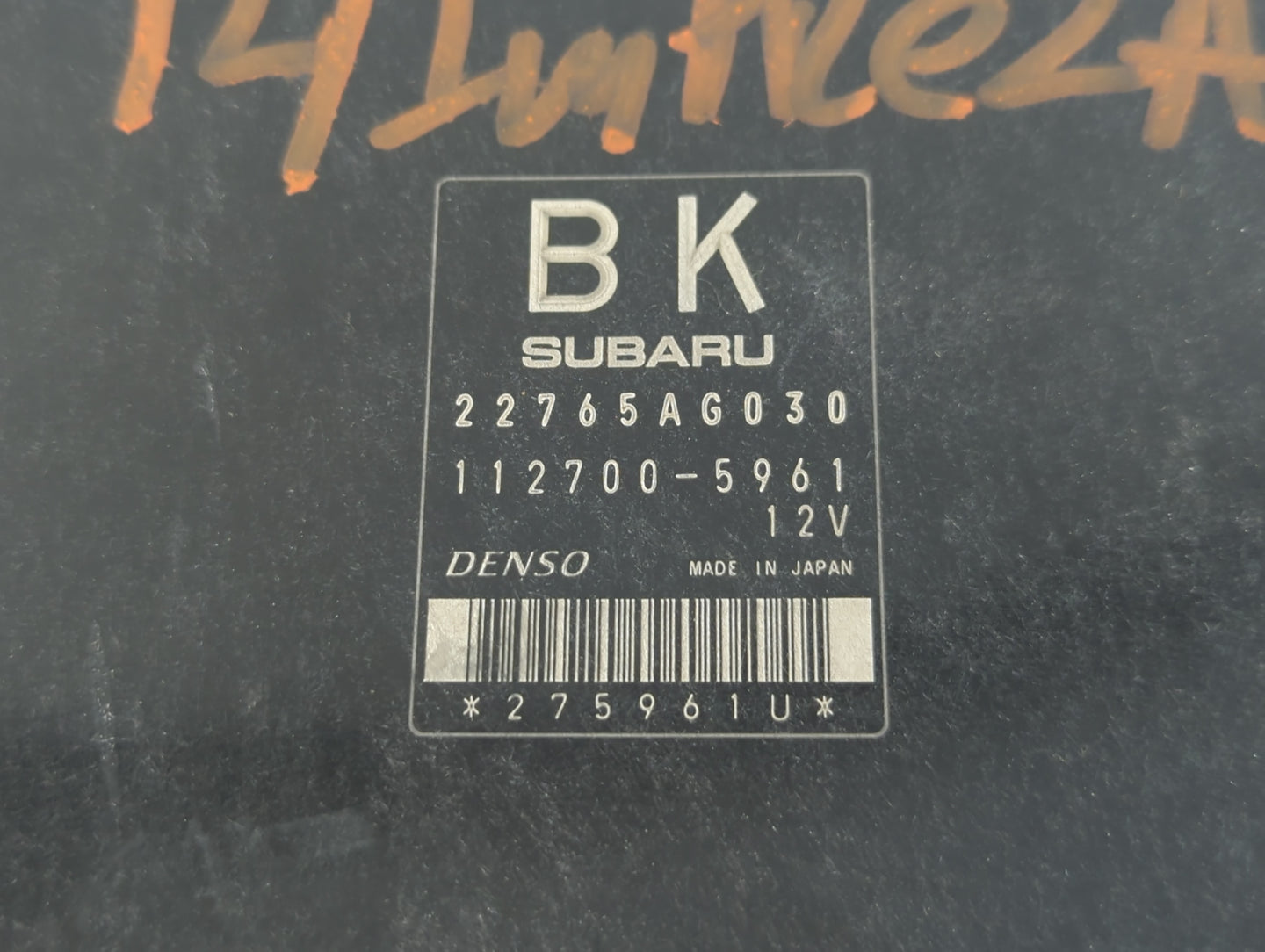 2014 Subaru Impreza PCM Engine Control Computer ECU ECM PCU OEM P/N:112700-5961 22756AG030 Fits OEM Used Auto Parts - Oemusedautoparts1.com