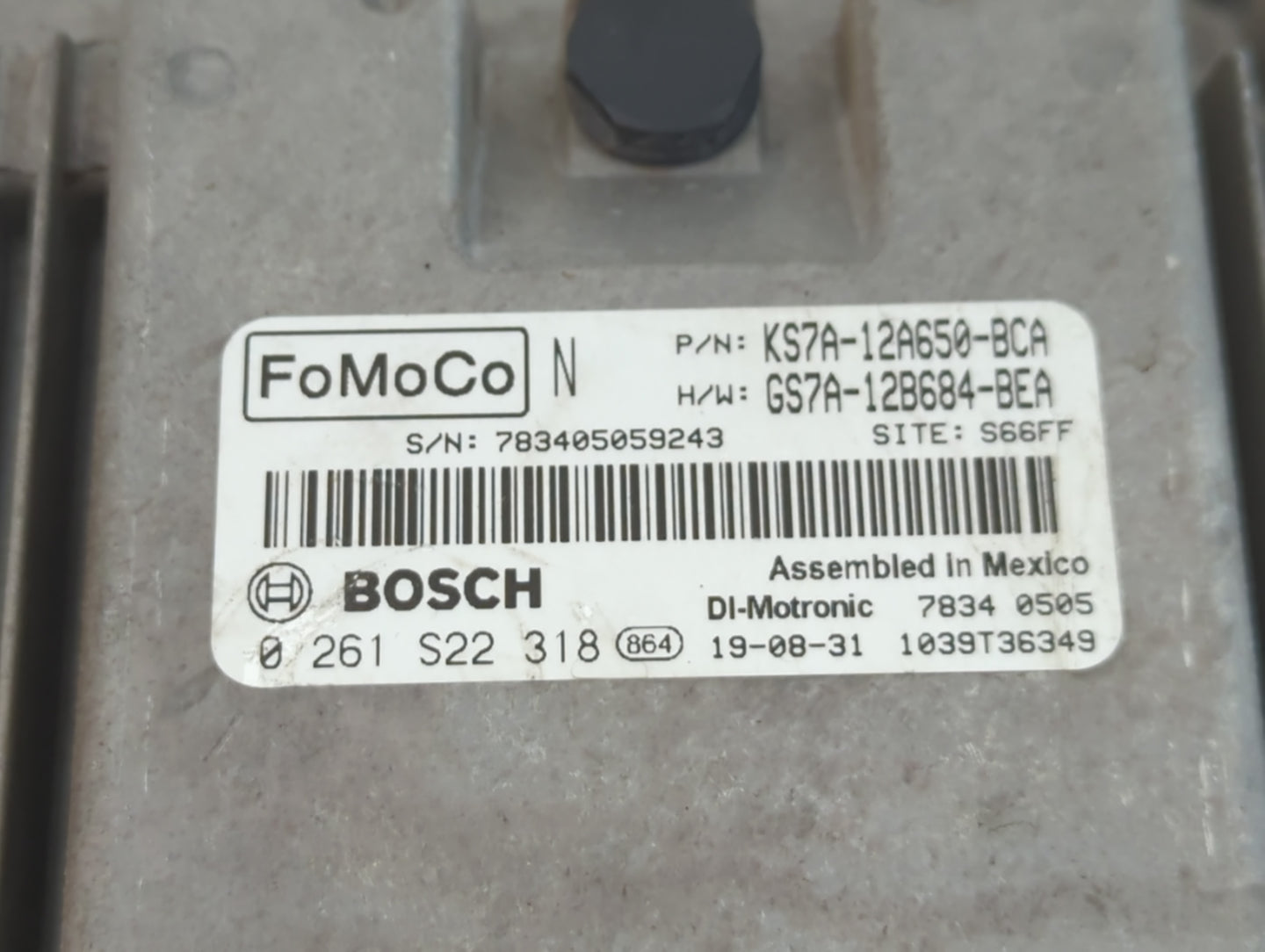 2020 Ford Fusion PCM Engine Control Computer ECU ECM PCU OEM P/N:KS7A-12A650-BCA Fits OEM Used Auto Parts - Oemusedautoparts1.com