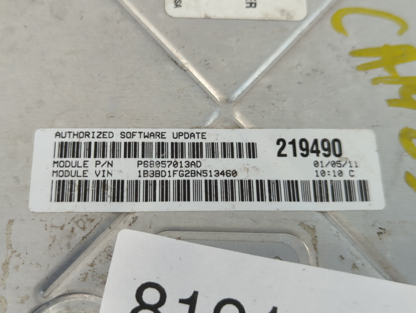 2011 Dodge Avenger PCM Engine Control Computer ECU ECM PCU OEM P/N:P68057013AD 219490 Fits OEM Used Auto Parts - Oemusedautoparts1.com