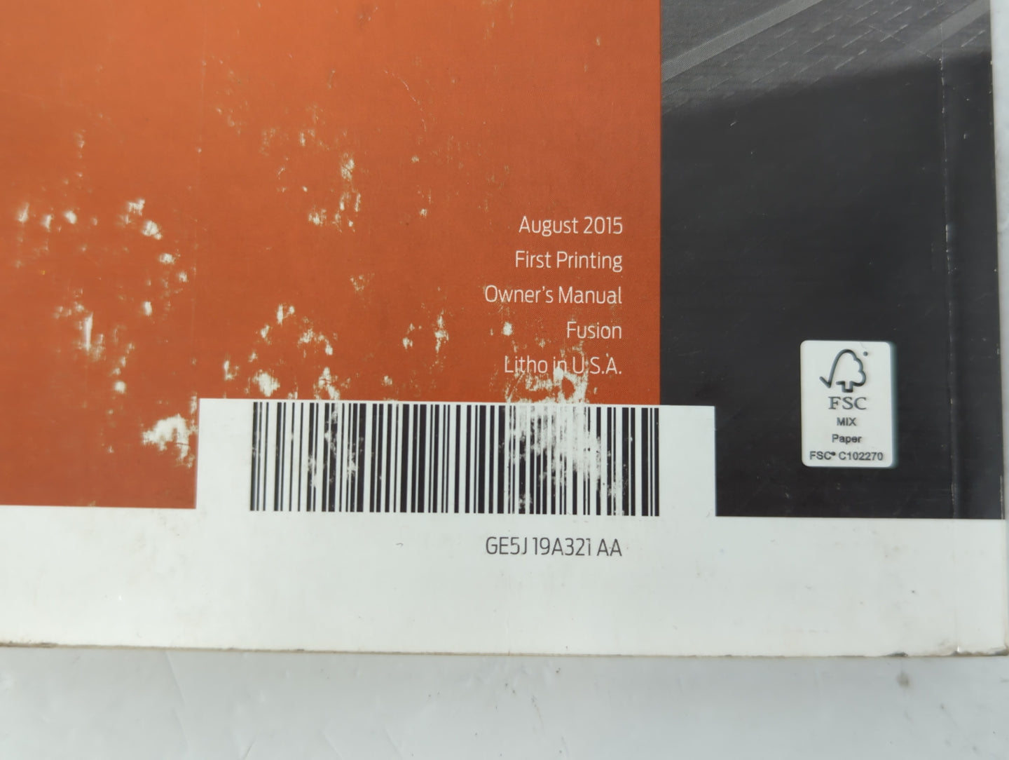 2016 Ford Fusion Owners Manual Book Guide P/N:GE5J 19A321 AA OEM Used Auto Parts - Oemusedautoparts1.com