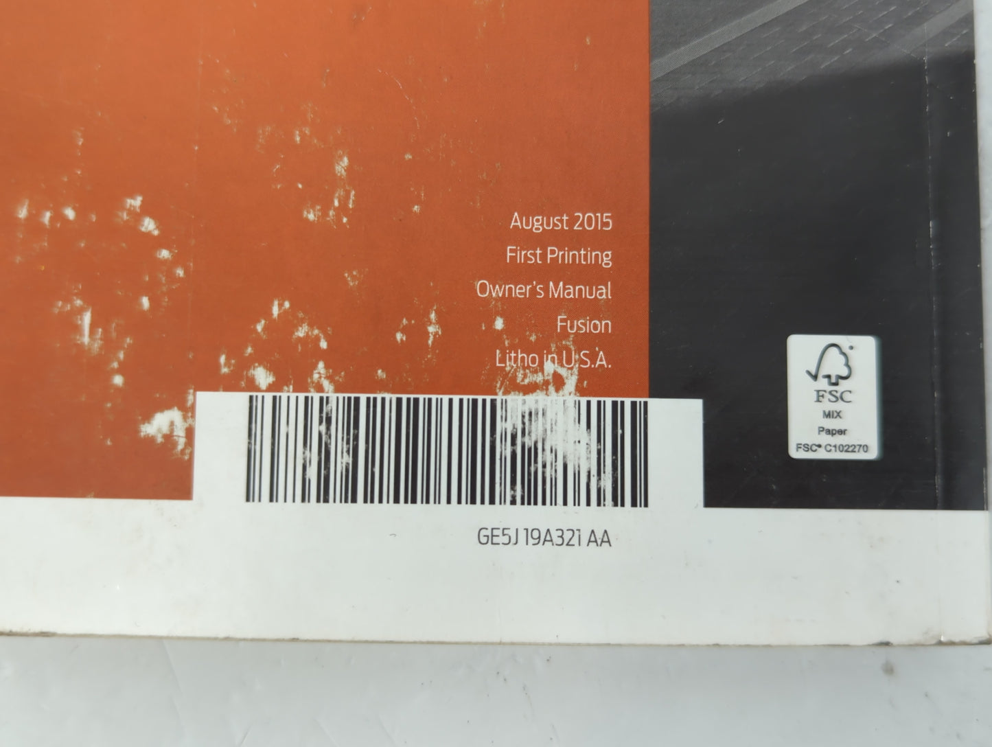 2016 Ford Fusion Owners Manual Book Guide P/N:GE5J 19A321 AA OEM Used Auto Parts - Oemusedautoparts1.com