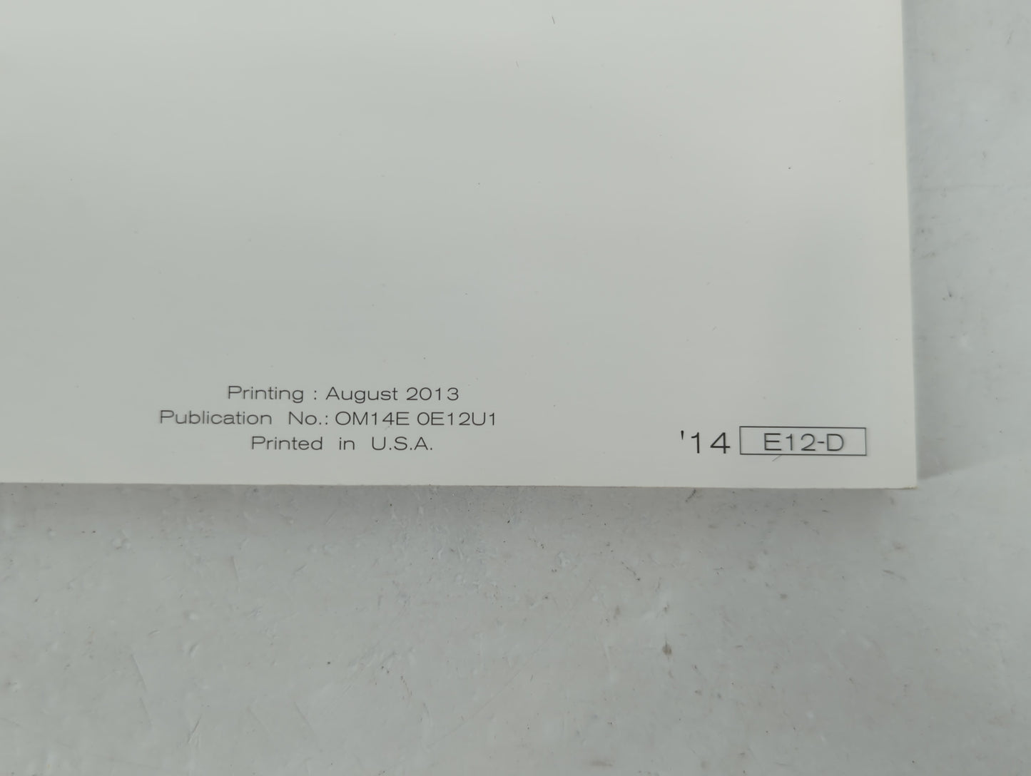 2014 Nissan Versa Note Owners Manual Book Guide P/N:OM14E OE12U1 OEM Used Auto Parts - Oemusedautoparts1.com