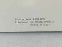 2006 Nissan Pathfinder Owners Manual Book Guide P/N:OM6E-0R51U2 OEM Used Auto Parts - Oemusedautoparts1.com