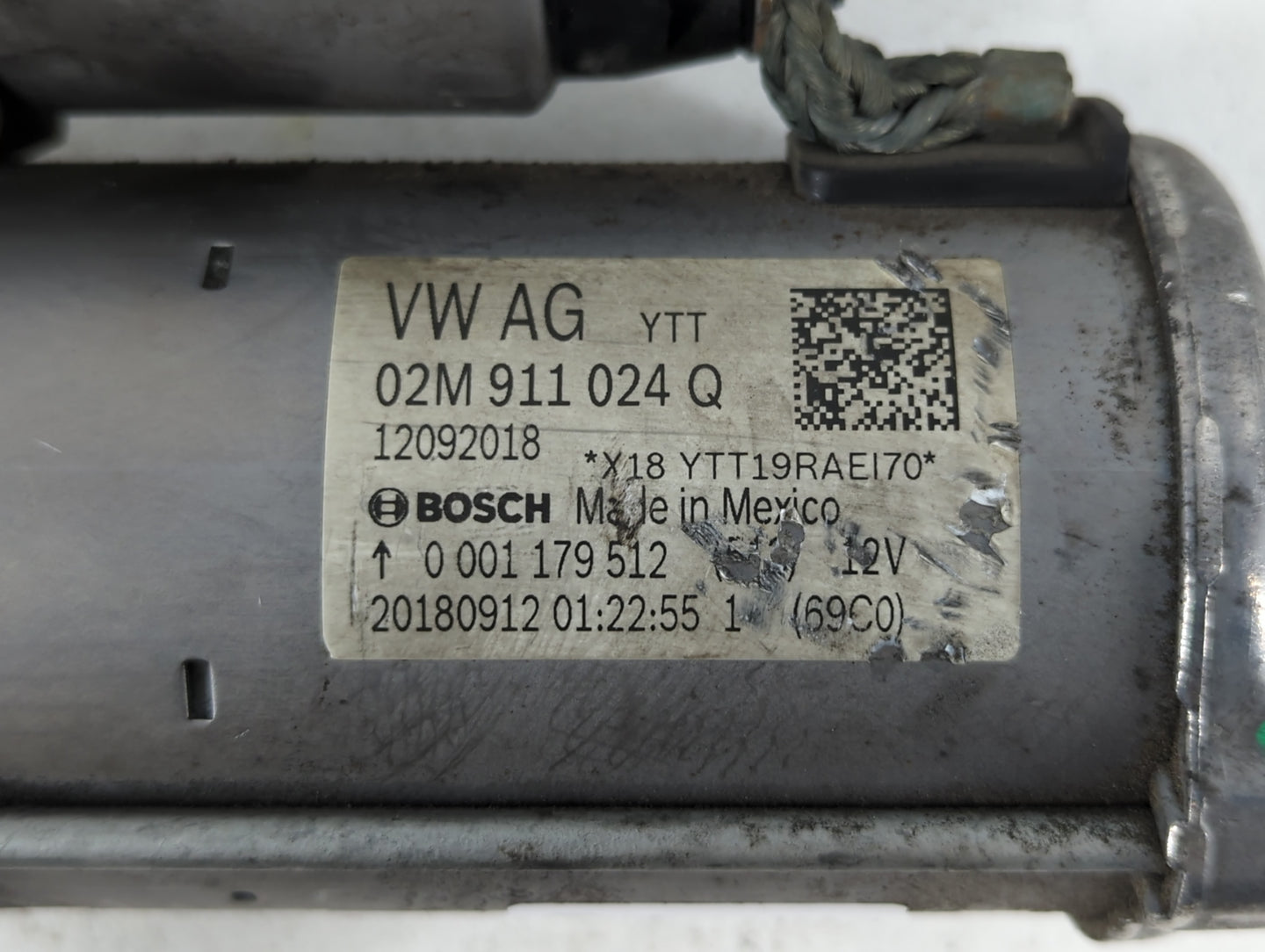 2018-2022 Volkswagen Tiguan Car Starter Motor Solenoid OEM P/N:02M 911 024 Q Fits Fits 2018 2019 2020 2021 2022 OEM Used Auto Parts - Oemusedautoparts1.com