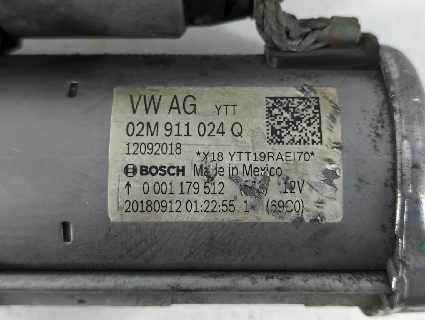 2018-2022 Volkswagen Tiguan Car Starter Motor Solenoid OEM P/N:02M 911 024 Q Fits Fits 2018 2019 2020 2021 2022 OEM Used Auto Parts - Oemusedautoparts1.com