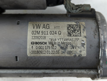 2018-2022 Volkswagen Tiguan Car Starter Motor Solenoid OEM P/N:02M 911 024 Q Fits Fits 2018 2019 2020 2021 2022 OEM Used Auto Parts