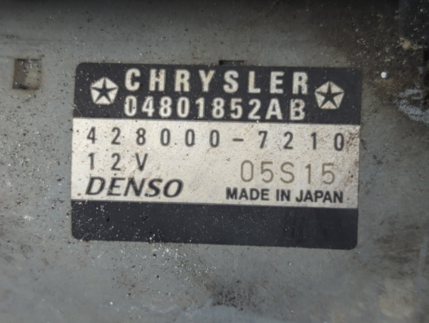 2015 Dodge Charger Car Starter Motor Solenoid OEM P/N:04801852AB 428000-7210 Fits OEM Used Auto Parts - Oemusedautoparts1.com