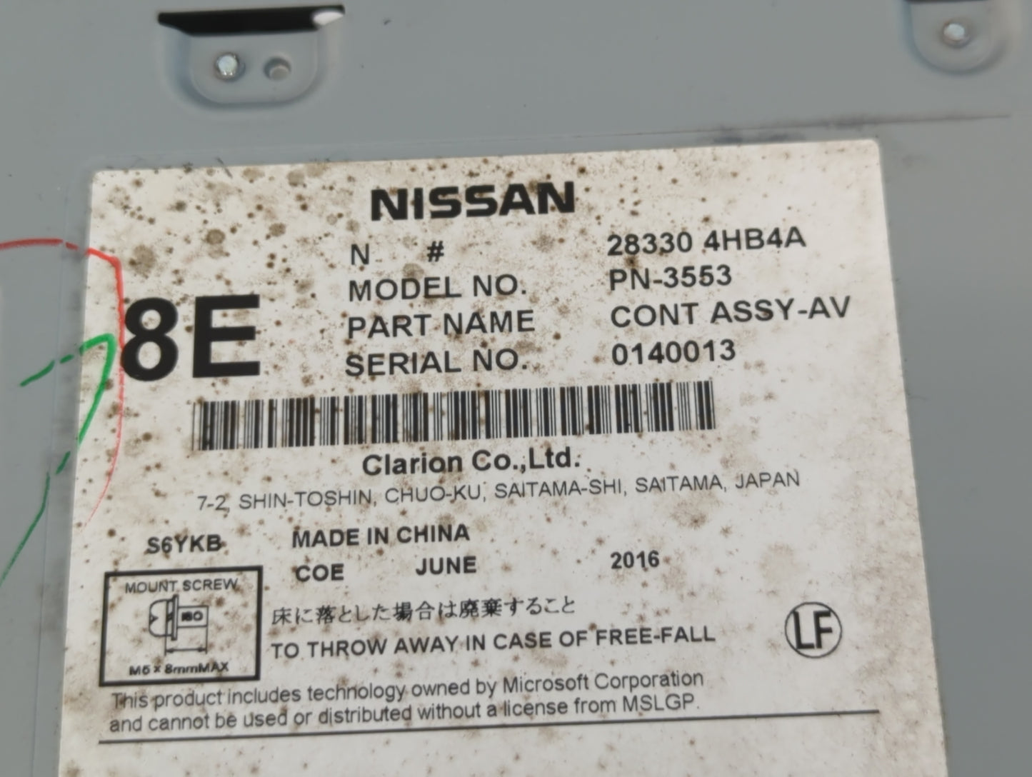 2014-2018 Infiniti Q50 Radio AM FM Cd Player Receiver Replacement P/N:28330 4HB4A Fits Fits 2014 2015 2016 2017 2018 OEM Used Auto Parts - Oemusedautoparts1.com