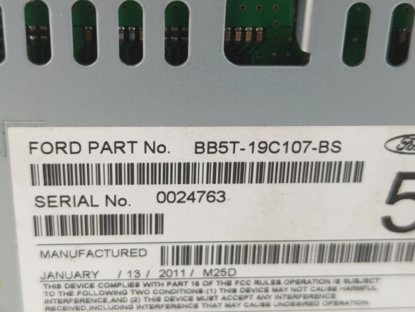 2011 Ford Explorer Radio AM FM Cd Player Receiver Replacement P/N:BB5T-19C107-BS Fits OEM Used Auto Parts - Oemusedautoparts1.com