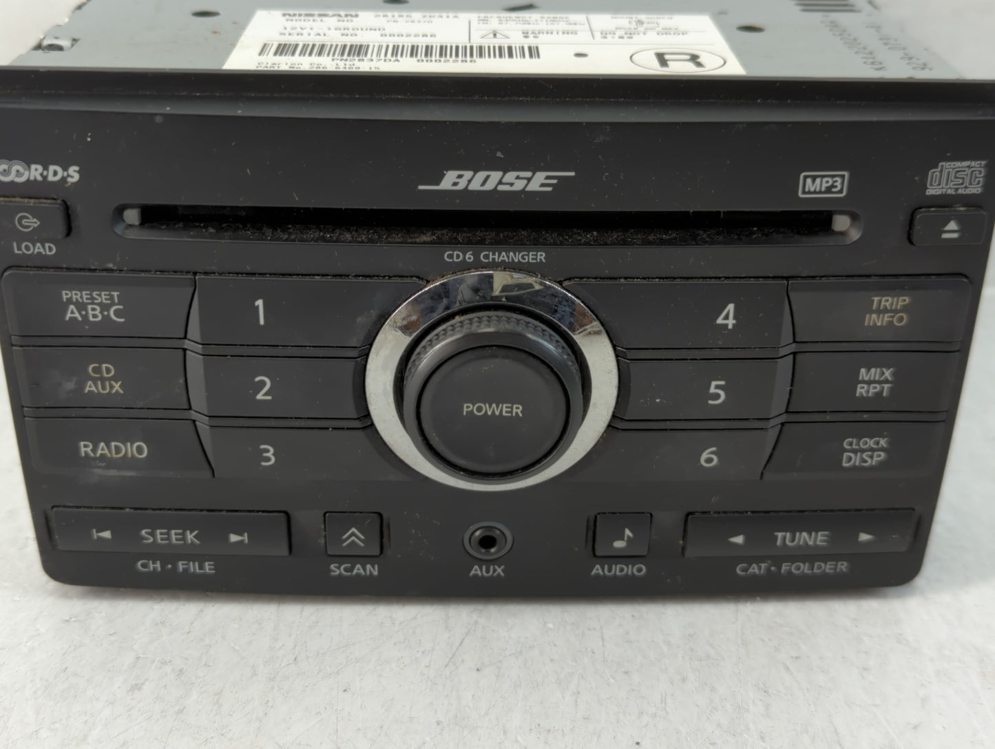 2007 Nissan Maxima Radio AM FM Cd Player Receiver Replacement P/N:28185 ZK31A Fits OEM Used Auto Parts - Oemusedautoparts1.com