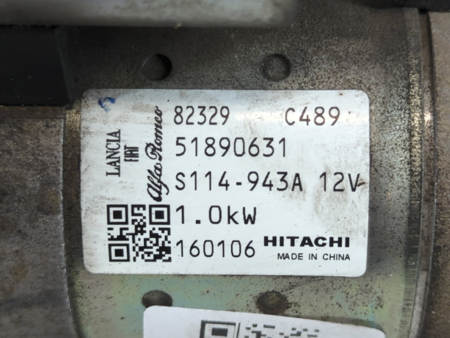 2014-2017 Fiat 500 Car Starter Motor Solenoid OEM P/N:S114-943A 51890631 Fits Fits 2014 2015 2016 2017 2018 OEM Used Auto Parts - Oemusedautoparts1.com