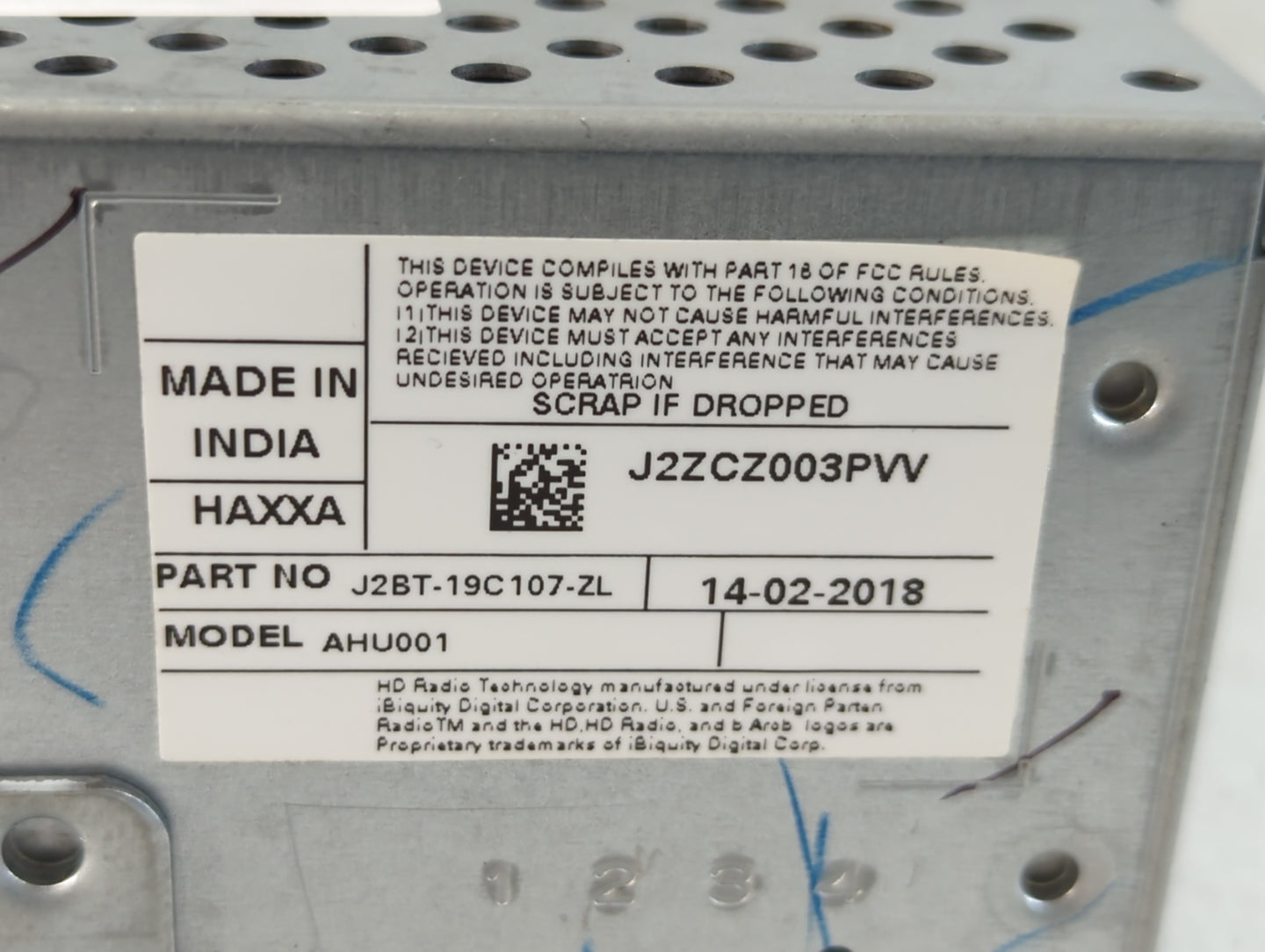 2018-2019 Ford Ecosport Radio AM FM Cd Player Receiver Replacement P/N:J2BT-19C107-ZL Fits Fits 2018 2019 OEM Used Auto Parts - Oemusedautoparts1.com