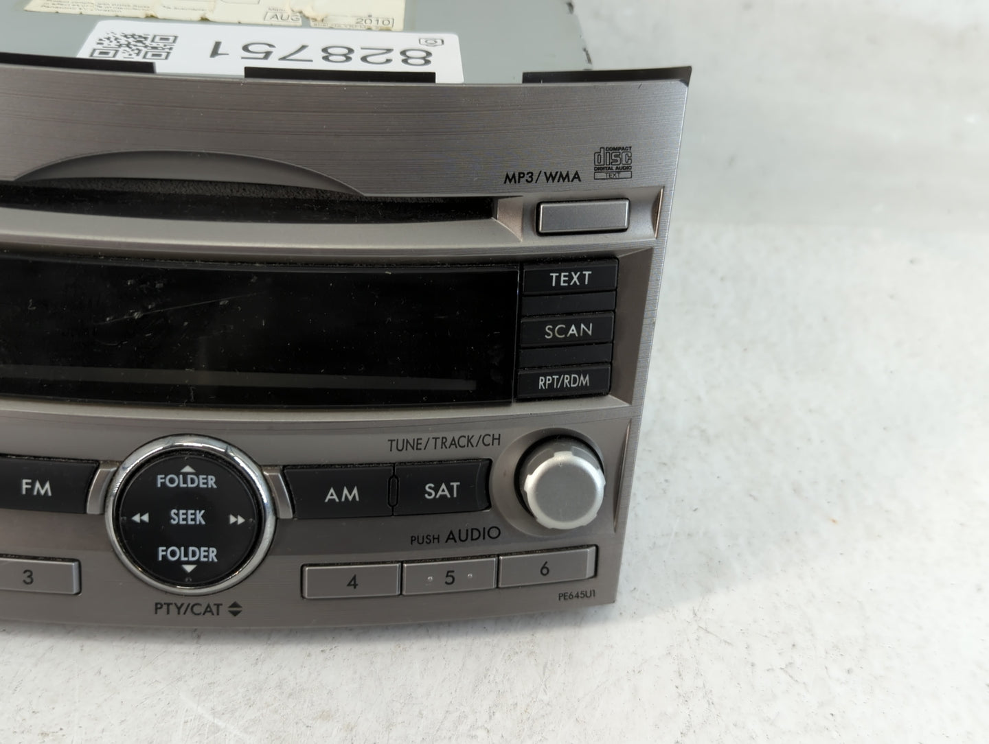 2010-2012 Subaru Legacy Radio AM FM Cd Player Receiver Replacement Fits Fits 2010 2011 2012 OEM Used Auto Parts - Oemusedautoparts1.com