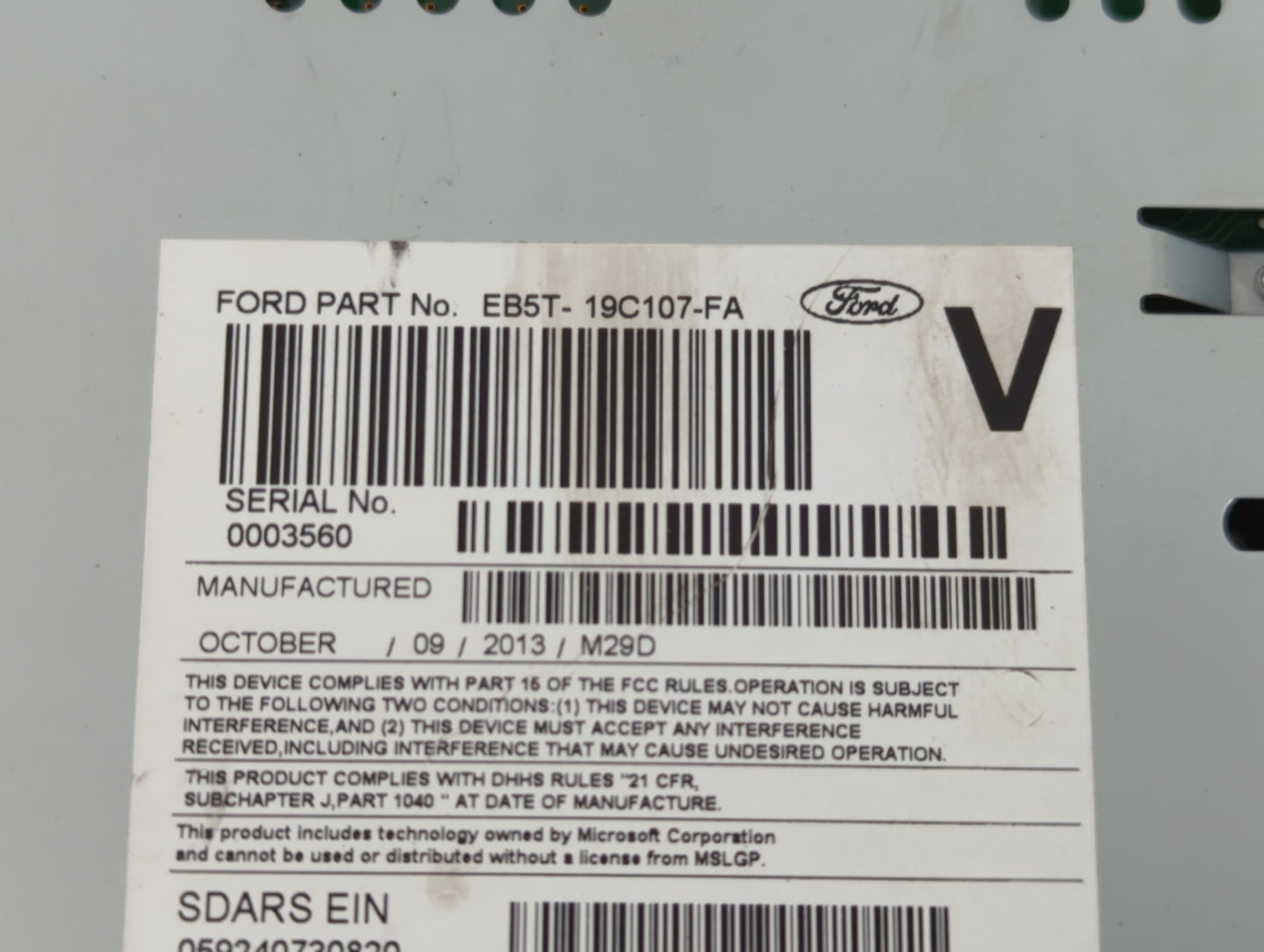 2014-2017 Ford Explorer Radio AM FM Cd Player Receiver Replacement P/N:EB5T-19C107-FA Fits Fits 2014 2015 2016 2017 OEM Used Auto Parts - Oemusedautoparts1.com
