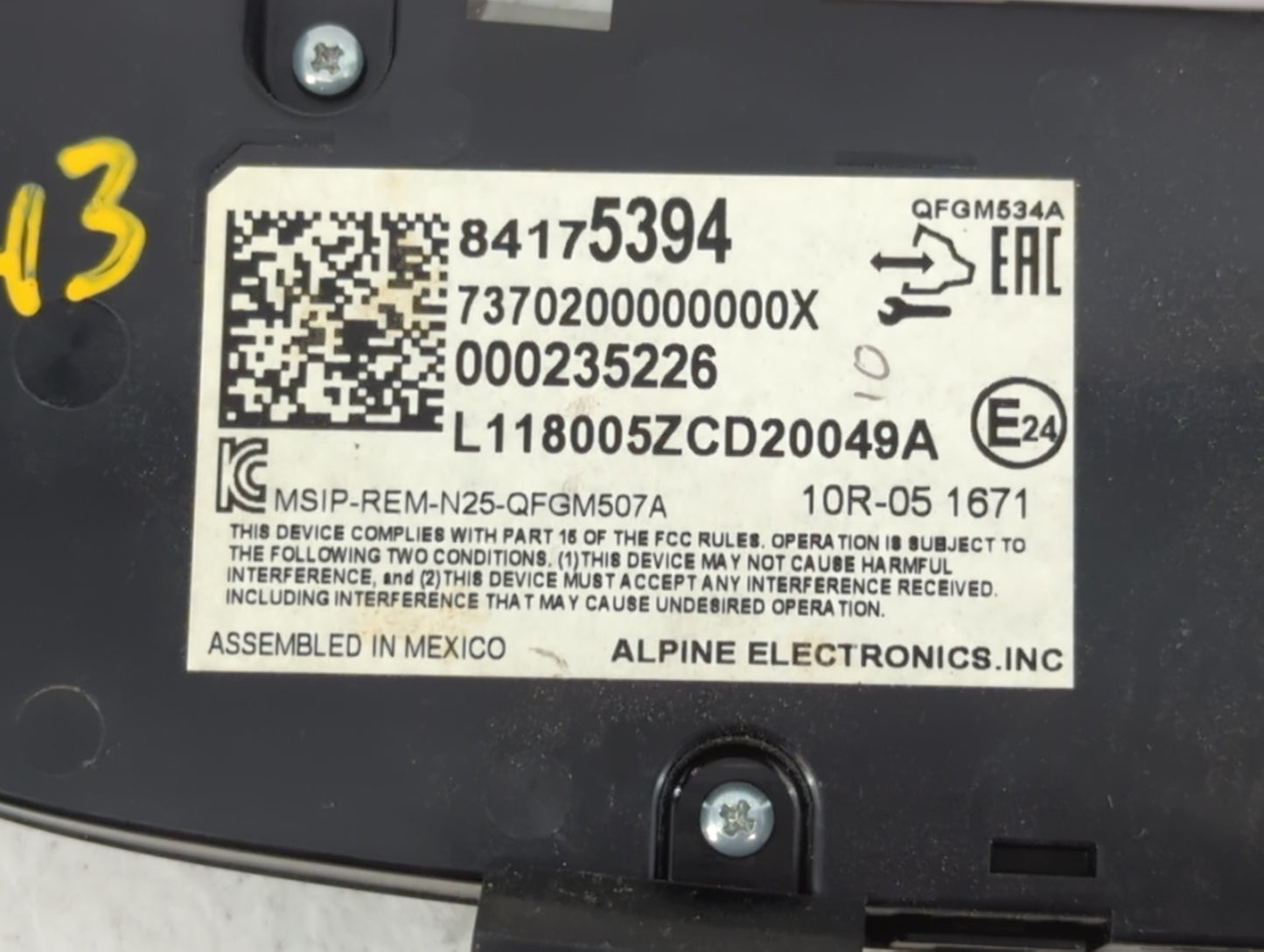 2018 Chevrolet Equinox Climate Control Module Temperature AC/Heater Replacement P/N:84175394 Fits OEM Used Auto Parts - Oemusedautoparts1.com