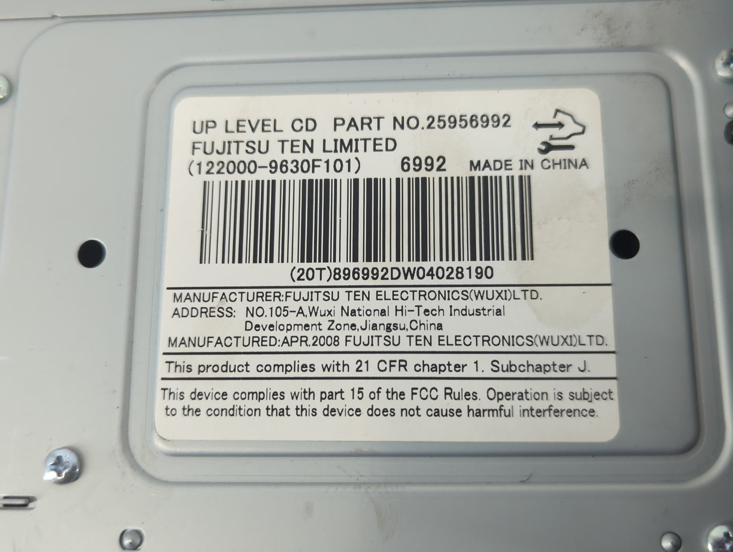 2008 Saturn Vue Radio AM FM Cd Player Receiver Replacement P/N:25956992 Fits OEM Used Auto Parts - Oemusedautoparts1.com