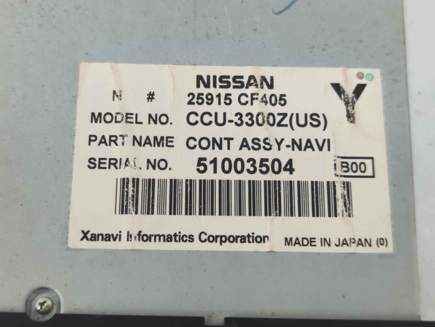 2006 Infiniti G35 Radio AM FM Cd Player Receiver Replacement P/N:25915 CF405 Fits OEM Used Auto Parts - Oemusedautoparts1.com