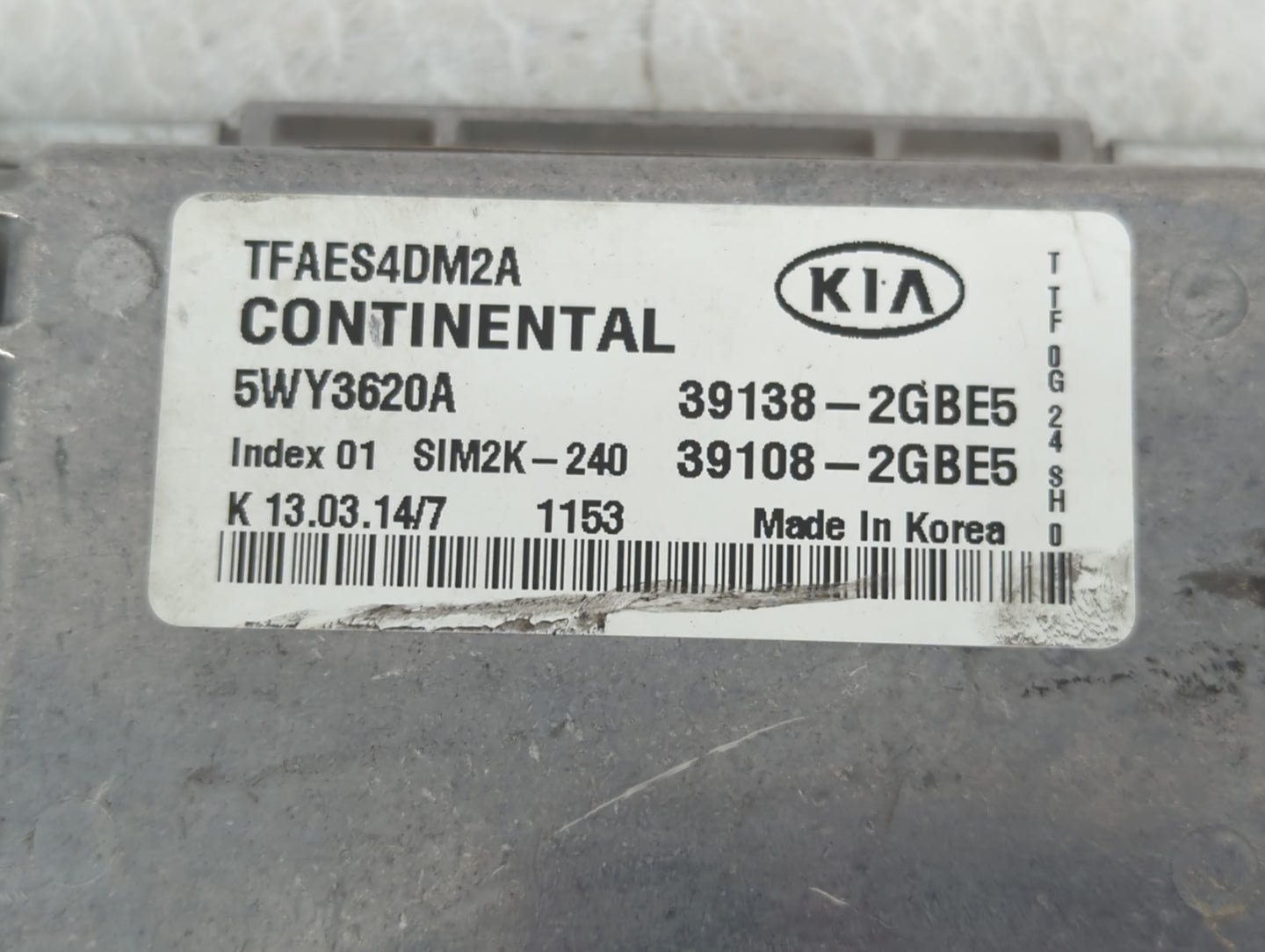 2014-2015 Kia Optima PCM Engine Control Computer ECU ECM PCU OEM P/N:39138-2GBE5 Fits Fits 2014 2015 OEM Used Auto Parts - Oemusedautoparts1.com