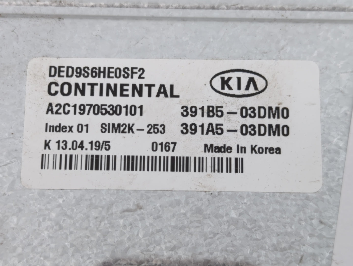 2019-2020 Kia Niro PCM Engine Control Computer ECU ECM PCU OEM P/N:391B5-03DM0 Fits Fits 2019 2020 OEM Used Auto Parts - Oemusedautoparts1.com